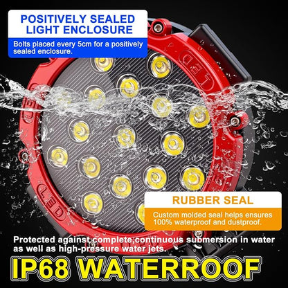 7 Inch Off Road Lights, 5100LM 12-24V LED Driving Light Pods for Tractor, Jeep,SUV,ATV & Truck Bumper pod Lights,2 Pack/Red