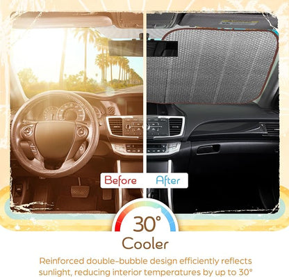 Carbella Orange Floral Car Windshield Sun Shade - Sun Visor Sunshade for Car Windshield - Window Shades for Cars, SUV & Truck - Dash Cover UV Protection for Front Window Shade Accessories - 57" x 27"
