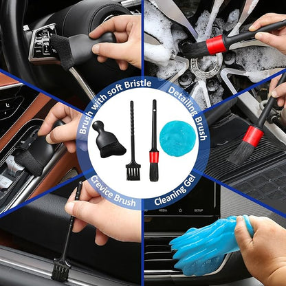 Qydipclin 10pcs Windshield Cleaner Tool, Car Window Cleaning Wash Kit with 4 Reusable Microfiber Pads 1 Spray Bottle and Extendable Handle Auto Glass Wiper Kit, Multicolor