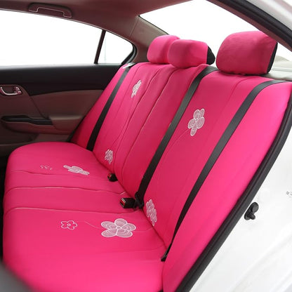 FH Group Car Seat Covers Floral Full Set Pink Automotive Seat Covers, Airbag and Split Rear Car Seat Cover Universal Fit Interior Accessories for Cars Trucks and SUV Car Accessories Car Seat Protector