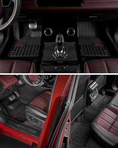 3W Floor Mats Fit for Land Rover/Range Rover Evoque 2020-2024 2025 2026, TPE All Weather Custom Fit Floor Liner,1st & 2nd Row Full Set TPE All-Weather Car Mats with Red Logo, Black