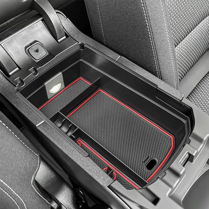 HGWEI Center Console Organizer Compatible with GMC Terrain 2018-2024 Interior Accessories Terrain SL/SLE/SLT/AT4/Denali Middle Insert Tray Armrest Storage Box with Coin Holder (NOT FOR 2025-2026) Red