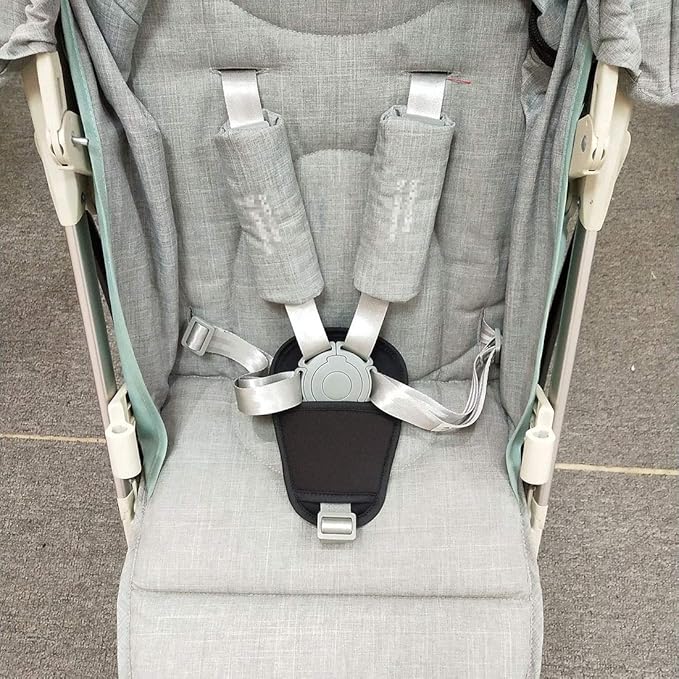 SeedFuture Baby Stroller Seatbelt Crotch Cushion Black 2 Piece, Universal Pram Belt Pads for Newborns Infants Kids, Pushchair Seat Belt Crotch Covers