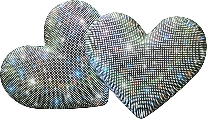 Bling Bling Rhinestones Car Seat Pillow for Driver Automotive Accessories for Women Ladies and Girls Auto Seat Headrest Cushion with Bling Rhinestone Colorful 2 Pieces