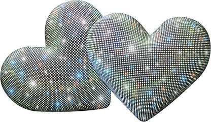 Bling Bling Rhinestones Car Seat Pillow for Driver Automotive Accessories for Women Ladies and Girls Auto Seat Headrest Cushion with Bling Rhinestone Colorful 2 Pieces