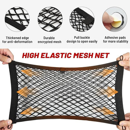 RED WOLF 2 Pcs Small Cargo Net Pocket Elastic Mesh Netting Car Mesh Pouch for Trunk RV Boats Home Cargo Storage with Screws and Hooks (17.7'' x 9.8'')