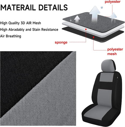 VarCozy Seat Covers for Car Front Pair, Breathable Cloth Front Car Seat Covers, Universal Cloth Seat Covers for SUV Sedan Van, Automotive Interior Covers, Airbag Compatible