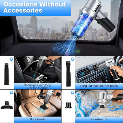 Car Vacuum Portable Cordless with 18000PA Super Suction, 4 in 1 Portable Air Blower/Car Vacuum 90°Foldable Handheld Rechargeable Brushless Motor, Gifts for Men for Home, PC