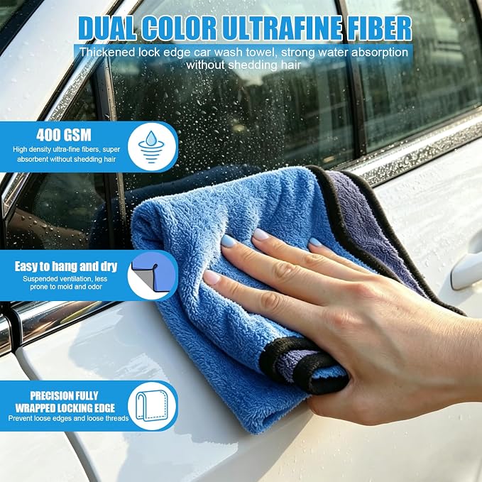 Car Cleaning Kit – Microfiber Towels for Cars, Chamois Cloth Drying Towels Car Detailing for Wash Interior and Glass, Complete Car Wash Set for a Spotless Finish