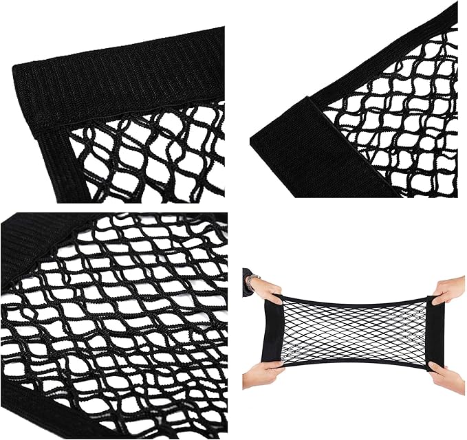 Universal Mesh Cargo Net Storage Net Wall Sticker Organizer Pouch Bag Storage Mesh Net for Car Trunk Storage Add On Organizers for Car Truck (15" x 9.5" (2 Packs))