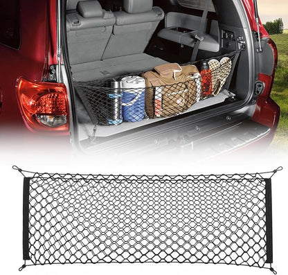 MICTUNING 2-Layer Heavy Duty SUV Truck Cargo Net, 44 x 15 Inch Universal Bed Net with Hooks, Adjustable Highly Elastic Storage Organizer Mesh Net Compatible for Pickup Truck SUV