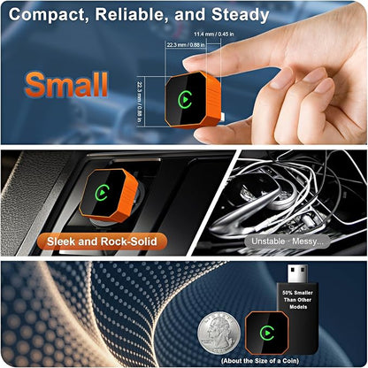 Wireless CarPlay Adapter 2026 Upgraded 2-in-1, Plug & Play for Apple iPhone iOS 10+ & Android 11+, Compact Mini USB/Type-C Port, Fast Auto-Reconnect & Stable No-Latency Connection