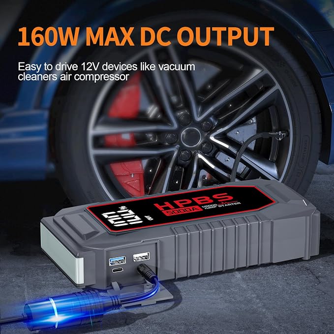 Car Jump Starter - 5000A Peak Jump Starter Battery Pack with DC for Up to All Gas and 10.0 L Diesel Engines, 12V Portable Battery Jump Starter with 3.0" LCD Display