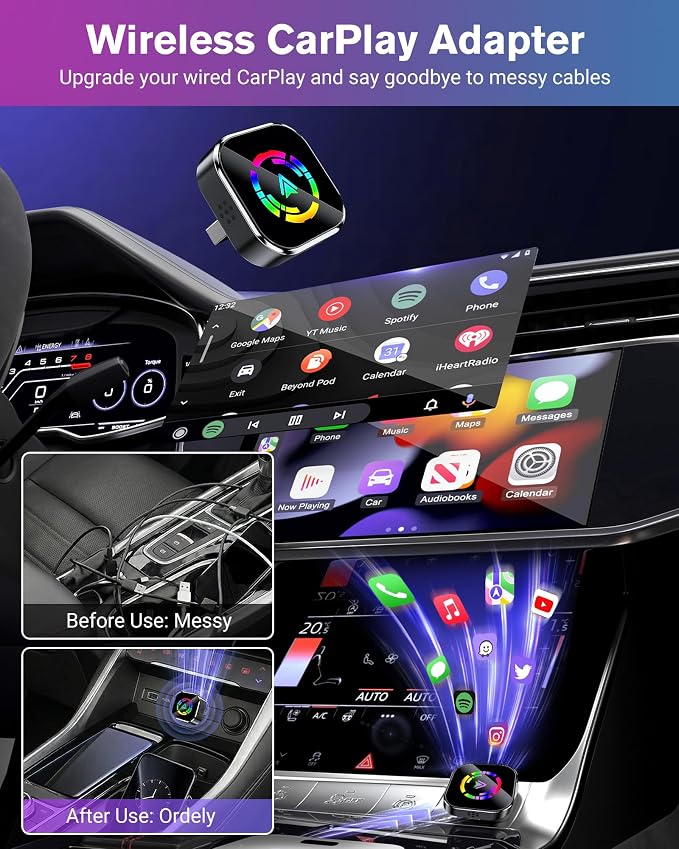 Ablink 2026 Upgarded Wireless CarPlay Adapter for iPhone & Android,2 in 1 Mini USB CarPlay Dongle Wireless CarPlay,Fast Connection,Dual-Band WiFi,No Delay,Plug & Play,Fast Auto-Reconnect