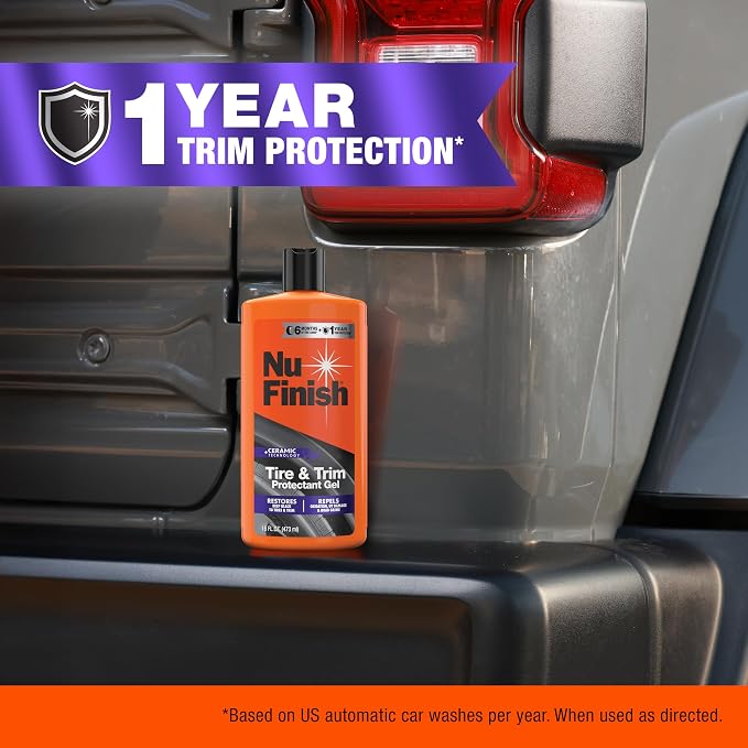 Nu Finish Tire and Trim Protectant Gel, Tire Shine and Trim Shine, Ceramic Technology, Car Cleaning Supplies, 16 fl oz