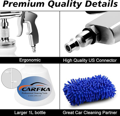Car Cleaning Gun, CARFKA High Pressure Car Detailing Wash Gun 1L Foam Bottle Wash Spray Bottle Nozzle with Metal Spinner