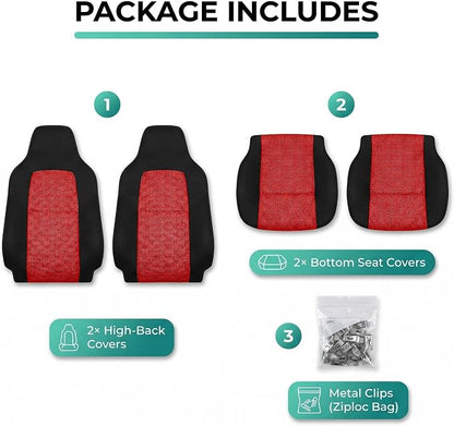 FH Group Automotive Front Car Seat Covers for SUV, Trucks, Sedan and More - Universal Fit Front High Back Design Interior Accessories - 3D Mesh Fabric Center Panel - Red