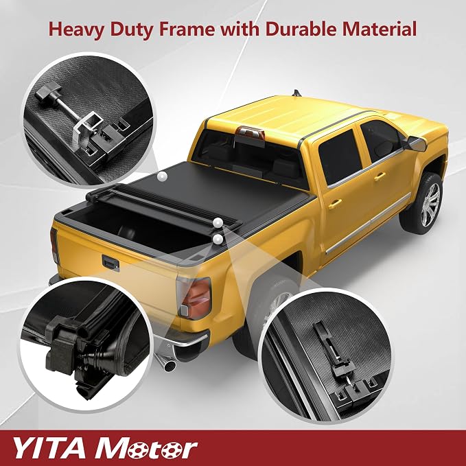 YITAMOTOR Soft Quad Fold Truck Bed Tonneau Cover Compatible with 1999-2016 Ford F-250 F-350 F-450 F250 F350 F450 Super Duty, Styleside 6.75 ft Bed