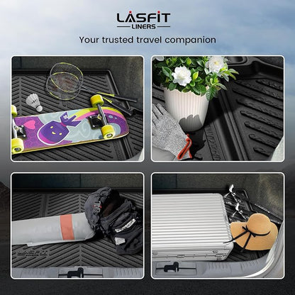 LASFIT Cargo Mat for Ford Mustang 2015-2023 (with or Without Subwoofer) Trunk Liner, Custom Fit All Weather Protector TPE One-Piece Design Easy Installation Trunk Mat, 1pc Black