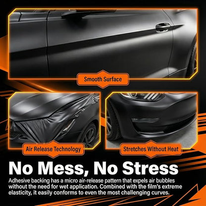 Black Indestructible Paint Vinyl Wrap with Nano Air Release Technology,Anti-Wrinkle - Premium Paint Protection Film Roll for Car(1ft x 5ft)