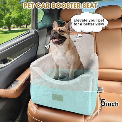 JOEJOY Dog Car Seats for Small Medium Dogs Under 35lbs, Dog Booster Seat with Detachable Washable Cover and Cushion, Memory Foam Pet Car Seat with Safety Belt and Storage Pockets (BGE)