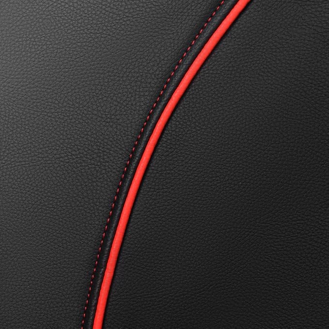 CAR PASS Leather Back Seat Cover,Piping Waterproof Bench Seat Cover, Rear Seat Cover Universal Fit for Cars Sedans SUVs Truck 95% Automotive Interior Backseat Car Covers (Rear,Black and Red)
