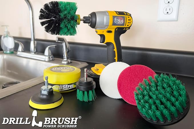 Electric Spin Scrubber Kitchen Cleaning Set with Multi-Purpose Cleaner Paste - Lemon Lime Scented, Stainless Steel Appliance, Oven, Stove Top, Microwave, Sink, Counter Top, Grout, Baseboard Cleaner