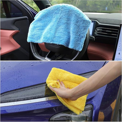Car Wash Drying Towels, 450gsm Ultra-Thick Absorbent Lint-Free Extra Soft Microfiber Rags for Car Detailing, Interior & Exterior Cleaning Cloths, 16in x 16in - Microfiber, Mixed Colors, 6 Packs
