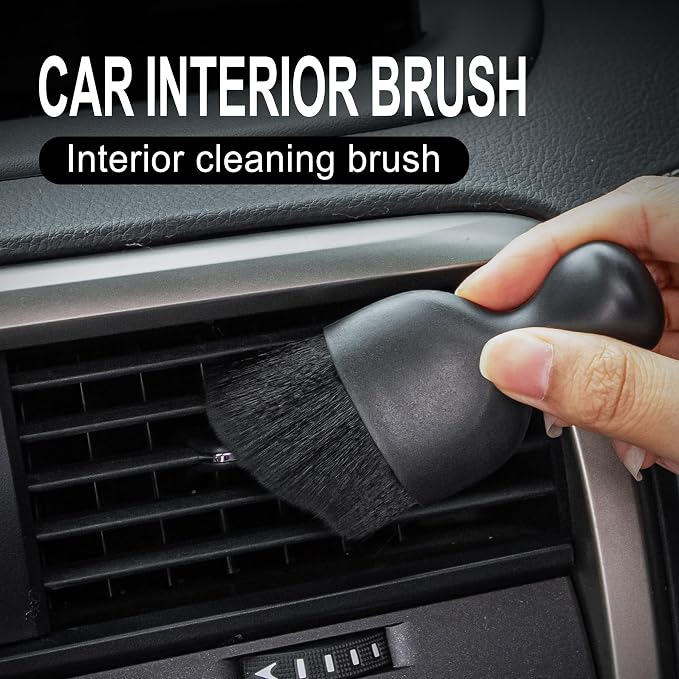 GaRhomxy Car Detailing Brushes, Car Interior Dust Sweeping Soft Brush, Soft Bristles Brush Cleaning Tool for Automotive Dashboard, Air Conditioner Vents, Computer, Scratch Free(Black)