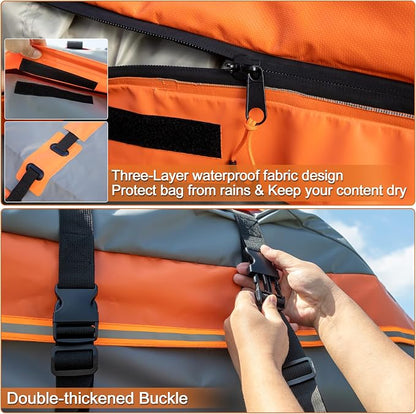 X AUTOHAUX 1000D PVC Waterproof Car Roof Bag Rooftop Cargo Carrier Bag Waterproof Luggage Carriers for Cars with or without Rack Anti-Slip Mat 6 Door Hooks Set - 20 Cubic Feet