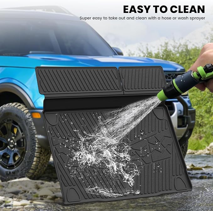LASFIT Cargo Mat+Rear Back Seat Protector+Underfloor Storage Mat for Ford Bronco 4-Door 2021-2026(Not Fit Bronco Sport) TPE All Weather Trunk Liners Waterproof Backrest Mat Custom Fit Easy Clean