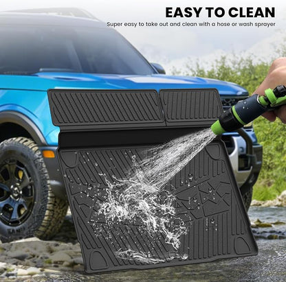 LASFIT Cargo Mat+Rear Back Seat Protector+Underfloor Storage Mat for Ford Bronco 4-Door 2021-2026(Not Fit Bronco Sport) TPE All Weather Trunk Liners Waterproof Backrest Mat Custom Fit Easy Clean