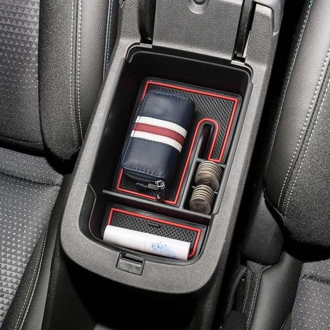 EDBETOS Center Console Organizer Tray Compatible with 2024 2025 2026 Chevy Trax Accessories LS 1RS LT 2RS ACTIV Interior Secondary Armrest Storage Box Insert Tray, Red