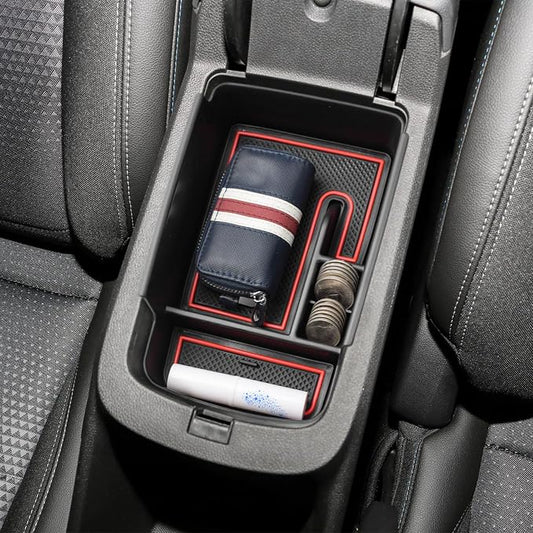 EDBETOS Center Console Organizer Tray Compatible with 2024 2025 2026 Chevy Trax Accessories LS 1RS LT 2RS ACTIV Interior Secondary Armrest Storage Box Insert Tray, Red