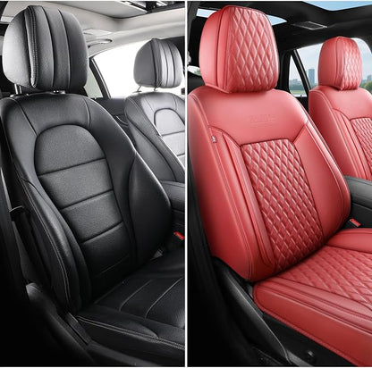 Front Burgundy Automotive Seat Covers Set of 2,Universal Precision Fit Contoured Thick Texture Nappa Leather Red Leather Seat Covers Automotive Seat Covers & Accessories,Style1 Wine Red