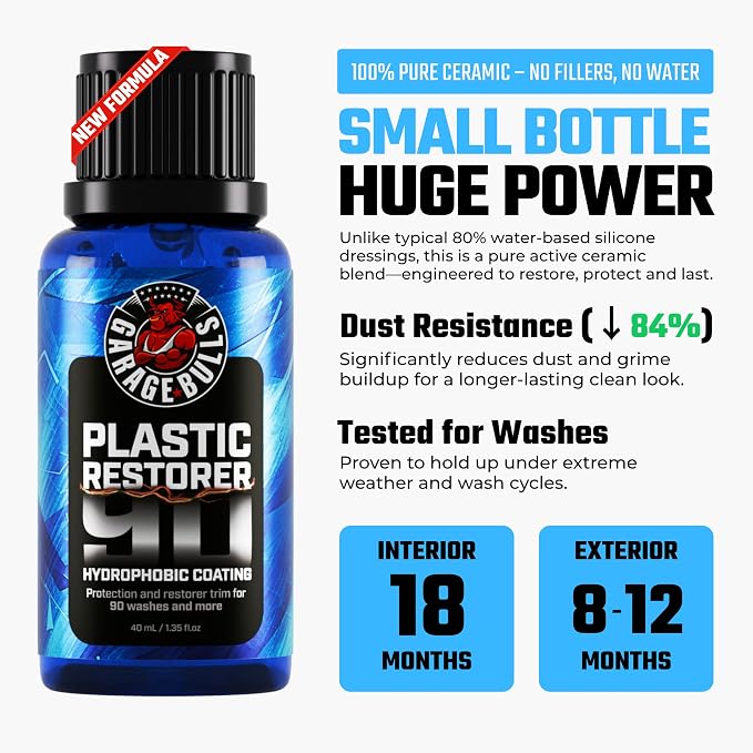 garage bulls Car Plastic Restorer & Hydrophobic Trim Ceramic Coating Kit Long Lasting Coating Car Accessories 30ml, 1fl oz (2 Pack)