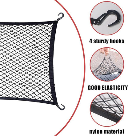 Cargo Net for Utility Folding Wagon, Beach Cart,Trolley Cart, Wagon net Cover,Garden Cart Cover Net - Elastic Heavy Duty Nylon Net with 4 Hooks (35.5"×23.6" to 71"×47") (4)
