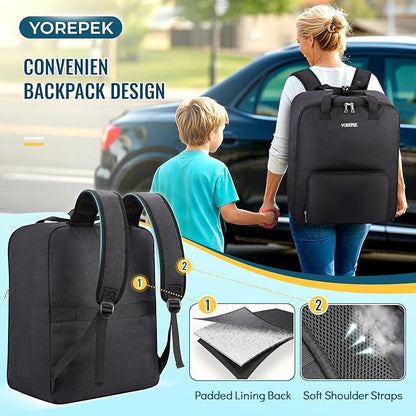 YOREPEK Backless Booster Car Seat Travel Bag Backpack for Airplane, Foldable Booster Car Seat Cover with Lauggage Strap, Compact Stroller Bag for Airplane Fits for Gb Pockit(All Black)