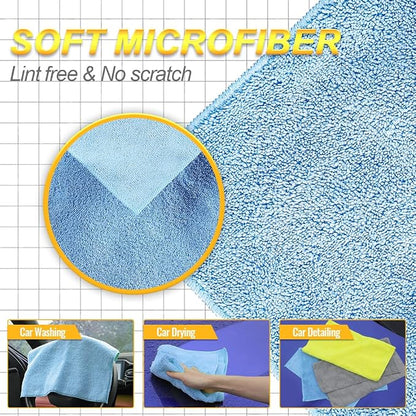 Car Wash Drying Towels, 450gsm Ultra-Thick Absorbent Lint-Free Extra Soft Microfiber Rags for Car Detailing, Interior & Exterior Cleaning Cloths, 16in x 16in - Microfiber, Blue, 6 Packs