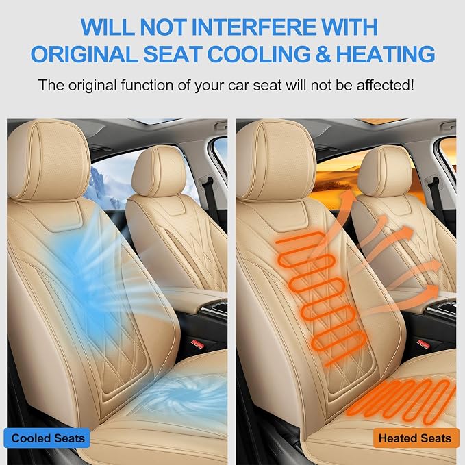 Car Seat Covers Compatible with Hyundai Santa Cruz 2022-2026 - Full Set 5 Seats Luxury Leather All-Weather Seat Cushions & Protectors, Waterproof & Breathable, Airbag Compatible (Beige)