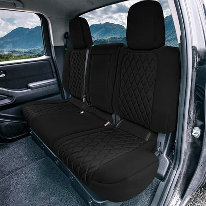 FH Group Custom Fit Car Seat Covers Specifically Made for 2022-2026 Nissan Frontier, Full Set Black Ultraflex Neoprene Waterproof Automotive Seat Covers for Pickup Truck, Nissan Accessories