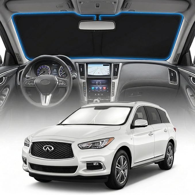 for Infiniti QX60 Sun Shade Windshield Cover - Custom Fit QX60 Accessories 2018-2025 2026 Sunshade Foldable UV Protection & Heat Shield Sun Visor Accessories