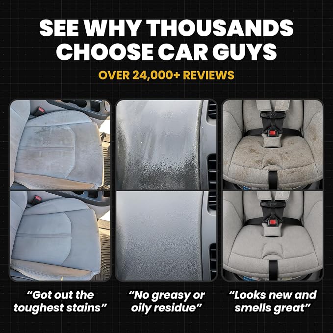 CAR GUYS Interior Car Cleaner for Tough Stains | Stain Remover for Car Seats, Carpet, Upholstery, & Leather | 18 Oz Kit with Microfiber Towel