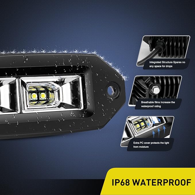 Nilight 2Pcs 40W Flush Mount LED Pods Flood LED Work Light Bar, Off Road Backup Driving Lights Fog Lamp for Jeep Bumper ATV UTV SUV Truck Boat