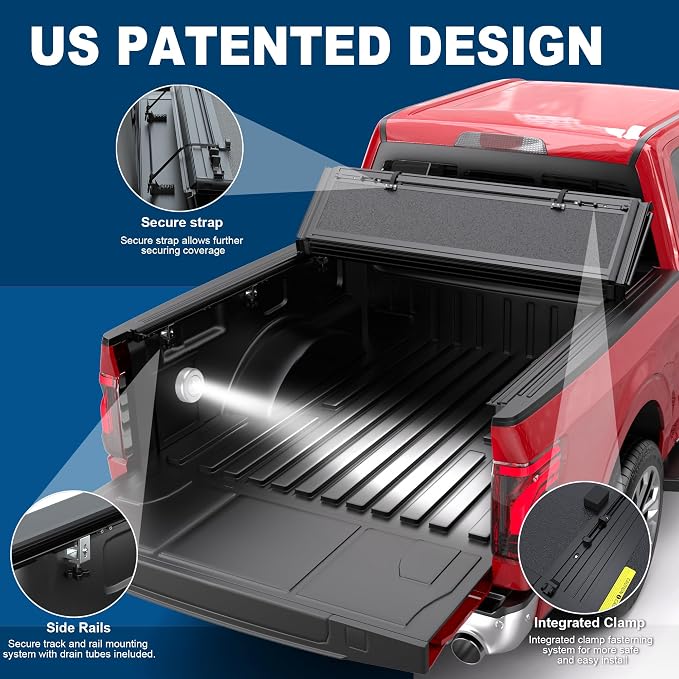 MOSTPLUS Low-Profile Hard Quad FOLD Truck Bed Tonneau Cover Compatible with 2022 2023 2024 Toyota Tundra 5.5FT 2WD/4WD