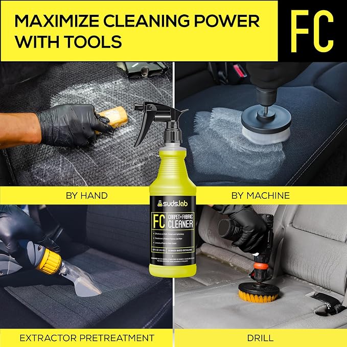Suds Lab FC Carpet & Fabric Cleaner Interior Upholstery, Car Detailing for Seat, Cloth, Stains and Removes Odor with Clean Fresh Scent, 32oz.