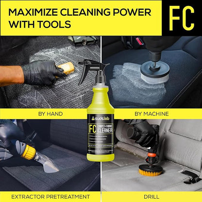 Suds Lab FC Carpet & Fabric Cleaner Interior Upholstery, Car Detailing for Seat, Cloth, Stains and Removes Odor with Clean Fresh Scent, 32oz.