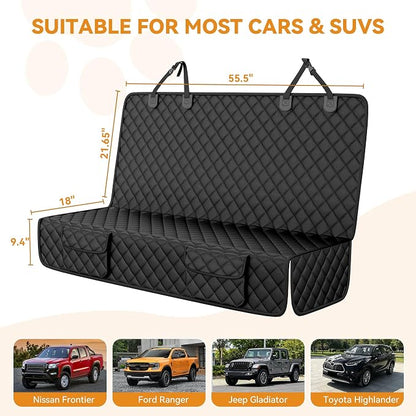 PETICON Back Seat Cover for SUV - Waterproof Non-Slip Dog Seat Cover for Toyota Tacoma/Jeep Grand Cherokee/Ford Explorer/Ranger/Chevrolet Colorado, Durable Scratch-Proof Bench Seat Cover for Dog