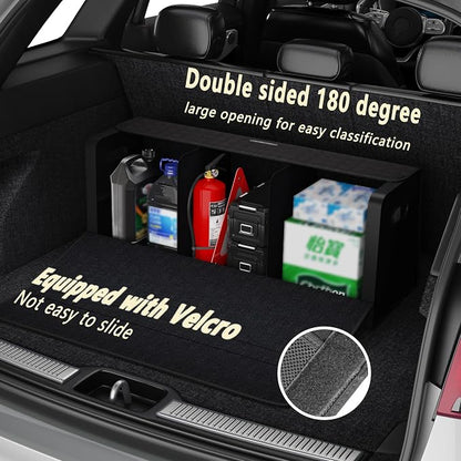 GMQ Car Trunk Organizer for SUV,Car Organizers and Storage with Collapsible Storage, Magnetic Lid Large Capacity for SUV, Truck, MPV (Carbon Black, XXL-29.5×13×12.5 IN)