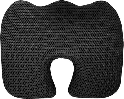 Gooo&Ma Car Seat Cushion & Office Chair Pad - Air Fiber Breathable U-Shape Cooling Cushion for Tailbone Comfort, Driving, Desk & Gaming, Ergonomic Washable Seat Pad with Non-Slip Base(Black)